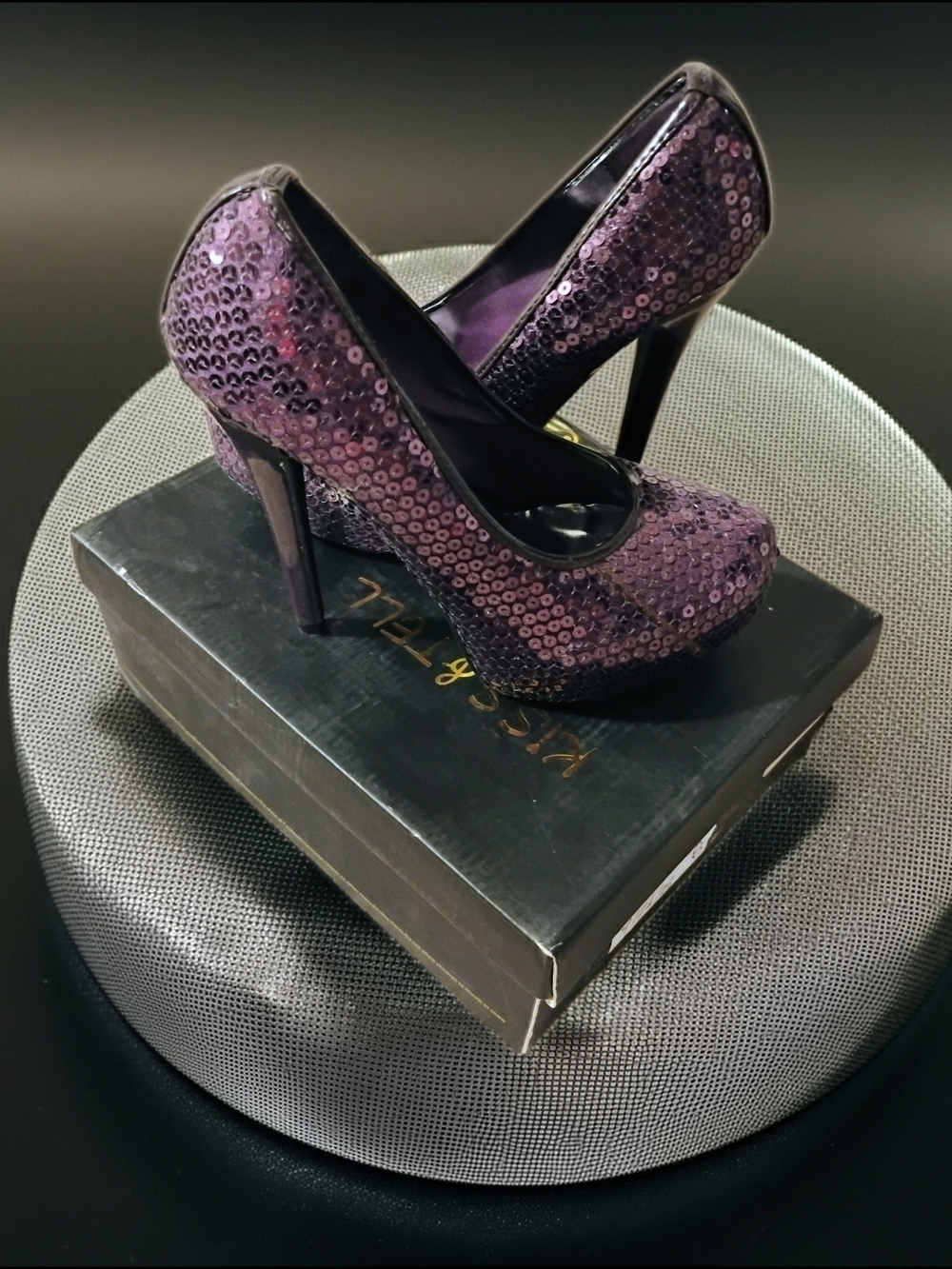 Kiss & Tell Purple Sequin 5.5" Heel Pumps - Women Size 7.5